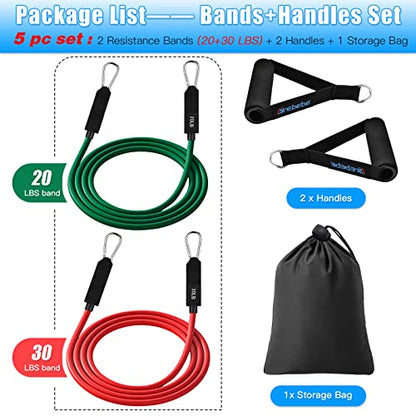 Door Anchor Strap for Resistance Bands Exercises, Multi Point Anchor Gym Attachment for Home Fitness, Portable Door Band Resistance Workout Equipment, Easy to Install, Punch-Free, Nail-Free - style: Bands+Handles (20+30 LBS)