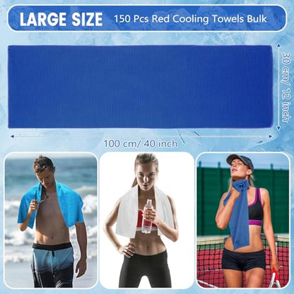 150 Pack Cooling Towels Bulk 40 x 12 Inch Large Chilly Breathable Sweat Sports Cold Towels Sublimation Microfiber Ice Neck Rag for Hot Weather Workout Gym Team Gift (Dark Blue,Light Blue,White) - color: Dark Blue,light Blue,white
