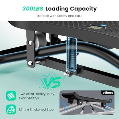 Balance Board for Adults, Rocking Stepper with Resistance Bands, 300LBS Portable Wobble Board, Quiet Side to Side Ski Simulator Trainer Exercise Machine for Home Gym Core Workout