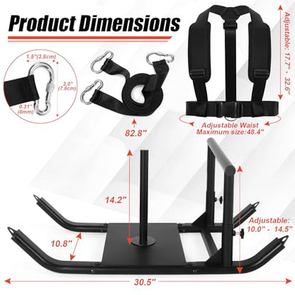 Workout Fitness Sled, Weighted Sleds Push Gym Equipment for Adults & Kids, Compatible with 1" & 2" Weight Plates, Multi-Purpose Sled for Outdoor or Home Fitness Training