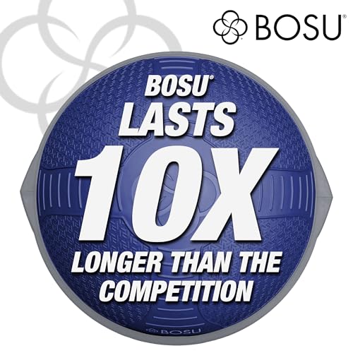 BOSU Nexgen Balance Trainer, Half-Ball Training Equipment, 65 cm Diameter, 300 lb Capacity - Burst-Resistant Stability Exercise Tool w/Non-Slip Base, Includes Hand Pump, Commercial-Grade - color: Future Dusk/Gray