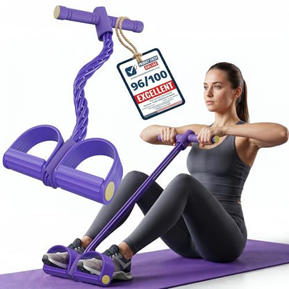 Premium 6 Tube Resistance Band – Powerful, Visible Results with Safe Low-Impact Design | Multifunction Pedal Resistance Band | Home Gym Equipment for Women | 30-Day Support - color: purple