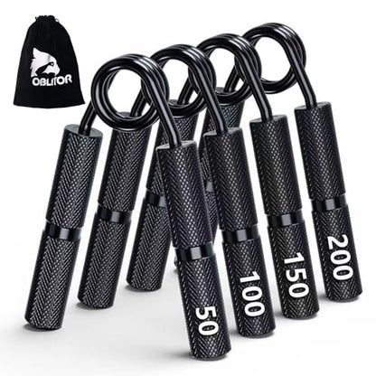 Grip Strength Trainer 4 Pack,50LB-200LB Hand Exerciser Gripper Forearm Finger Strengthener Non-Slip Suitable for Hand Rehabilitation Finger Strength Training, Muscle Building, Home Gym - color: Black,4Pack,50-200LB