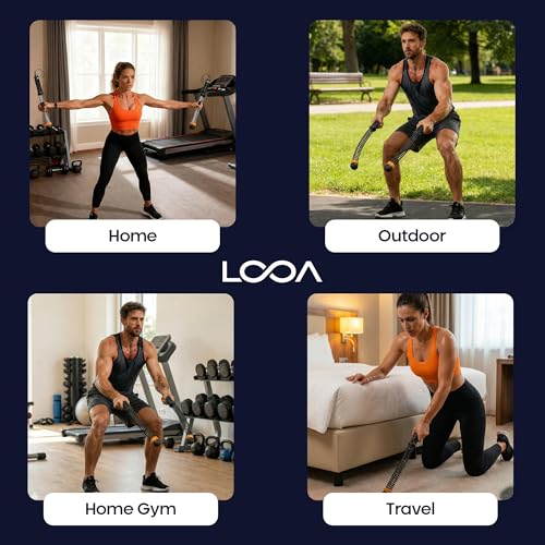 LOOA Ropeless Battle Ropes (2 Pack) Adjustable Weighted Cordless Battle Rope for Home Gym, HIIT & Cardio, Low Impact Workout Equipment, Non Slip Handles, Storage Bag, Training Poster, Men Women