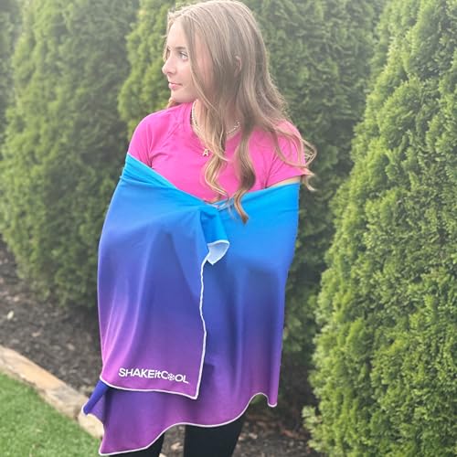 Large Cooling Shawl - Instant Heat Relief for Outdoor Events - color: Blue Purple Ombre