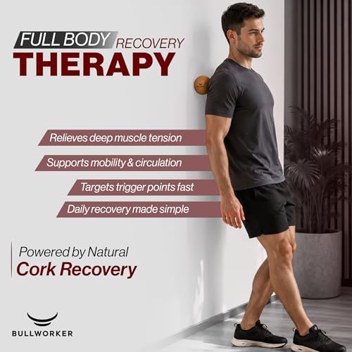 Bullworker 4" Cork Massage and Fitness Ball Recovery Tool - Deep Tissue Muscle Tension Release for Trigger Point, Muscle Soreness, Yoga Therapy, 10 CM