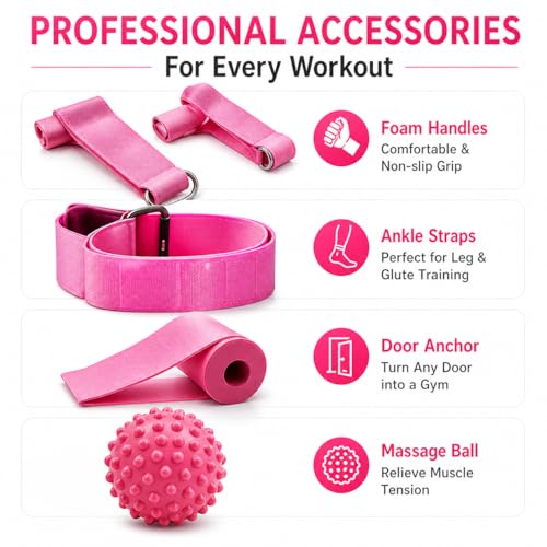Resistance Bands Set with Handles - 5 Level Tubes (15-35 LBS), 12-Piece Home Gym Kit with Door Anchor, Ankle Straps & Massage Ball for Full Body Workout”