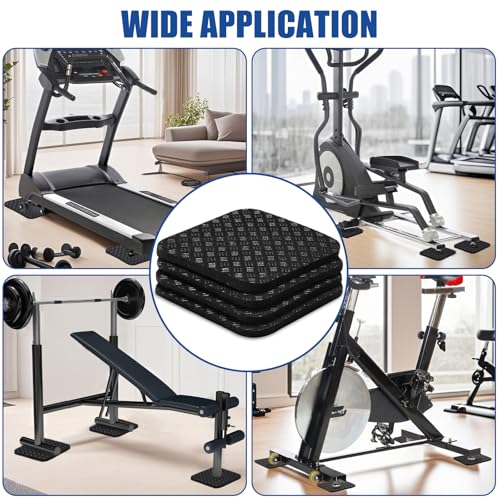 4PCS Double-Sided Non-Slip Exercise Bike Mat Treadmill Mat, 4" x 4" Anti Vibration Mat for Exercise Bike, Treadmill, Walking Pad, Exercise Equipment Mat for Home Gym Floor Protection