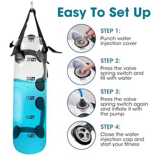 Water Weights Aqua Bag - Dual-Purpose Water Punching Bag, Sandbag Alternative for Strength Training, Portable Stability Fitness Equipment for Core and Balance Home Gym - 55 LBS