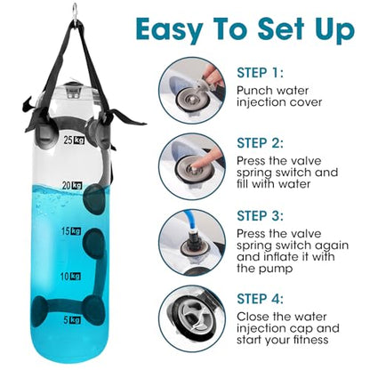 Water Weights Aqua Bag - Dual-Purpose Water Punching Bag, Sandbag Alternative for Strength Training, Portable Stability Fitness Equipment for Core and Balance Home Gym - 55 LBS
