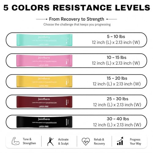 Premium Latex Free Resistance Bands for Working Out - Set of 5 + Carrying Bag | Non Latex Mini Loop Workout Bands Resistance for Women and Men | Physical Therapy, Legs Exercise and Pilates