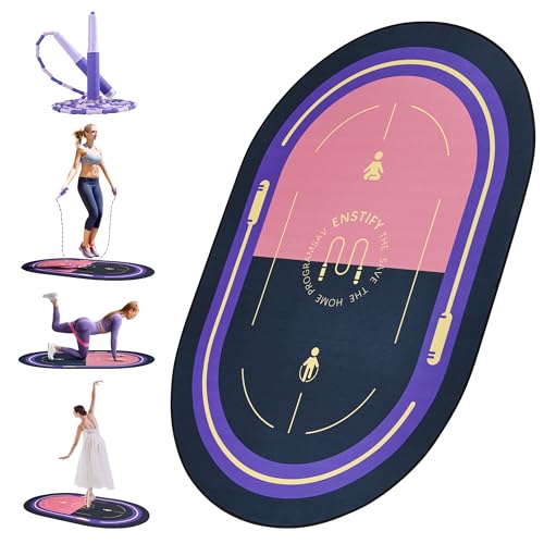 Jump Rope Mat, Large Format Non Slip Mat, Home Workout Exercise Mat, Floor Protect Durable, 63x39x0.31 Inch, Bonus Skipping Rope - color: Purple