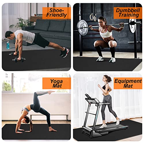 Large Exercise Mat 8'x5'|12'x6'|6'x4'|6'x2' Workout Mat for Home Gym Mats Exercise Heavy Duty Gym Flooring Fitness Mat Large Yoga Mat Cardio Mat for Weightlifting, Jump Rope, MMA, Shoe-Friendly