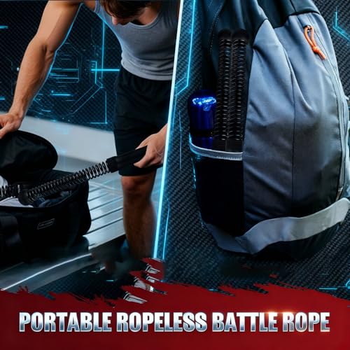 Adjustable Weight Ropeless Battle Ropes – Quiet, Beginner-Friendly Home Gym System for Men & Women, Portable Training Equipment for Strength, HIIT & Full-Body Workouts (Black)
