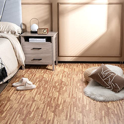 Giantex 100 Sq. Ft Wood Grain Floor Tiles Foam Mat, 25 PCS 24'' x 24'' Puzzle Exercise Mats with Borders, 2/5-Inch Thick Protective Flooring EVA Interlocking Foam Floor Tiles for Playroom Apartment