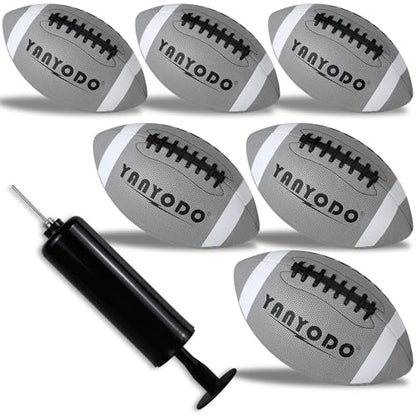6 Pack Football Size 6/9 Official Sized Ball with Textured Grip for Youth High School&College Practice, Match and Scrimmage Play Indoors & Outdoors All Weather Use with Pump