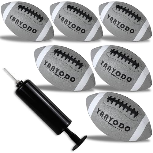 6 Pack Football Size 6/9 Official Sized Ball with Textured Grip for Youth High School&College Practice, Match and Scrimmage Play Indoors & Outdoors All Weather Use with Pump