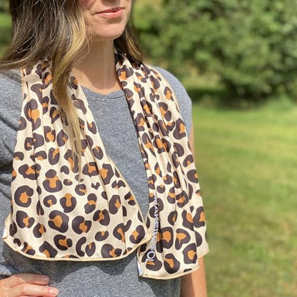 SHAKEitCOOL Extended Size Cooling Towel – Be Cool in Style - Heat Relief, Soft, Lightweight, Sun Protection, Easy Clean - Perfect for Biking, Hiking, Running, Yoga, Golf, Gardening - Cheetah Print M - color: Cheetah Print