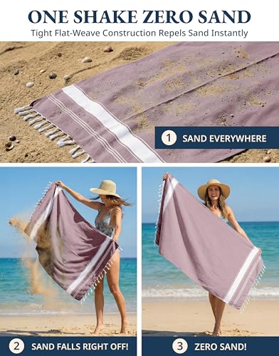 LANE LINEN Beach Towels 4 Pack - Beach Towels Oversized, Pre-Washed Extra Large Beach Towel, Quick Dry, No Sand Beach Towel, Pool Towels for Adults, 39"x71" - Wistful Mauve - color: 33: Wistful Mauve, size: Pack of 4