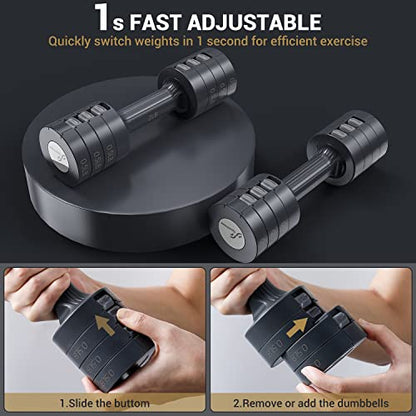 Sportneer Adjustable Dumbbells Hand Weights Set: 5 lb Dumbbell Set of 2 Each 2lb 3lb 4lb 5lb Free Weights Fast Adjust Weight 4 In 1 Weights Dumbbells Set for Women Men Home Gym Exercise Training - color: Carbon Black
