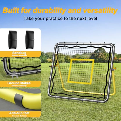 Adjustable Volleyball Rebounder Net 7x4FT/4x4FT– Bounce Back Practice Equipment for Volleyball Spike, Serving Trainer for Lacrosse Training, Ideal for Outdoor Indoor and Backyard Training - size: 4FTx4FT