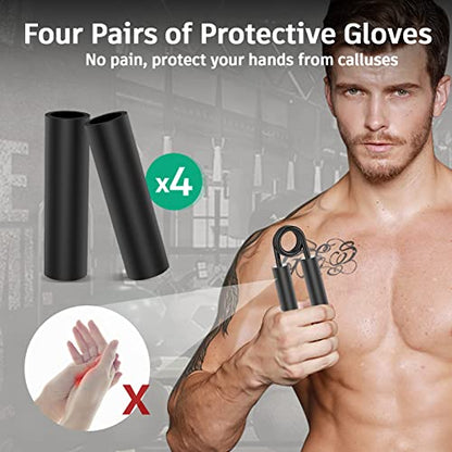 Grip Strength Trainer 4 Pack,50LB-200LB Metal Hand Grip Strengthener,Non-Slip Heavy-Duty Forearm Exerciser,Hand Gripper for Muscle Building and Hand Rehabilitation Exercising - color: Silver
