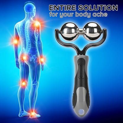 Nobility Massage Ball Roller– Ice Cold and Hot for Deep Tissue and Sore Muscle Relief of Stiffness and Stress, Body, Neck, Back, Foot, Plantar Double Grey