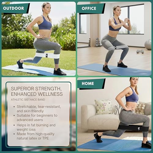 Fabric Resistance Bands for Squats, Glutes & Legs – 3‑Level Non‑Slip Booty Bands Set – Thick Loop Bands for Women & Men – Home Workout, Pilates & Yoga - color: Cream, Grey, Black