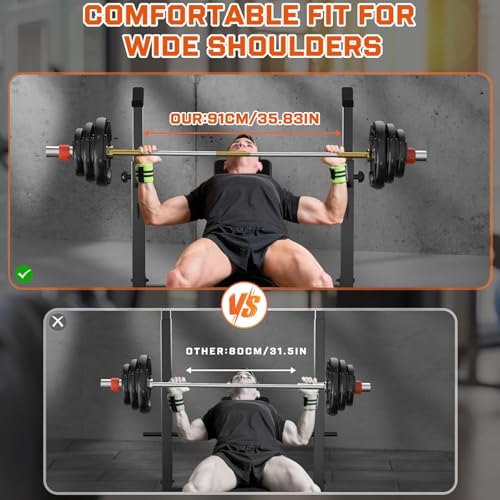 9-in-1 Adjustable Olympic Weight Bench with Lat Pulldown, Row, Squat Rack & Leg Curl – Multi-Function Strength Training Bench Press for Home Gym Full Body Workout