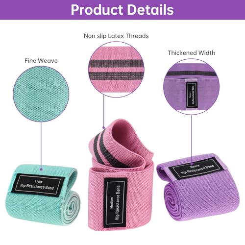 Fabric Resistance Bands for Women - 3 Levels Booty & Leg Workout Bands for Glutes, Thigh Squats Pilates Yoga, Non Slip Exercise Band,Portable Home Gym Set with Bag