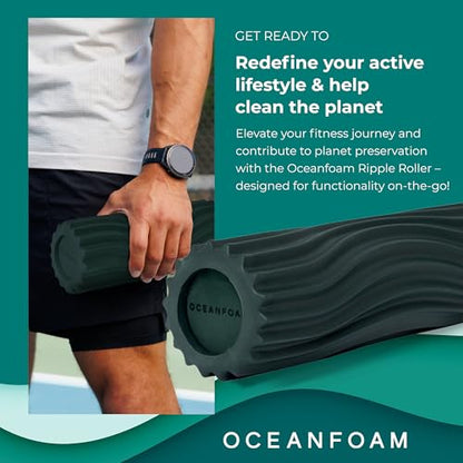 Ripple Travel Foam Roller (11" x 3.35") Firm Mini Foam Roller for Physical Therapy, Deep Tissue Massage, Back Pain - High Density, Ergonomic Wave Textured - Yoga, Pilates, Exercise (Hunter) - color: Hunter