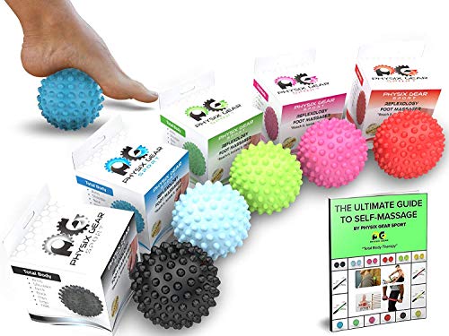 Spiky Massage Ball - Foot Massage Ball, Trigger Point Ball, Plantar Fasciitis Ball Massager, Physical Therapy Deep Tissue Myofascial Release Massage Tools for Yoga, Workout, Muscle Rehab (Blue)