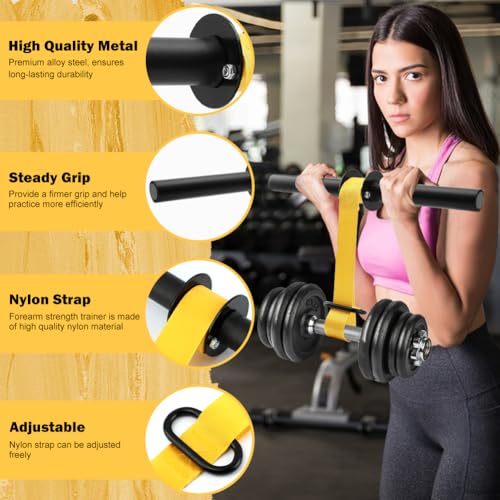 Forearm Strengthener and Wrist Roller,Forearm Trainer with Thicker Handle and Adjustable Strap,Grip Strength Trainer for Hand, Wrist