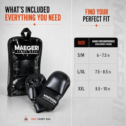 Hybrid MMA Sparring Gloves – Open Palm 7oz Training Gloves with 18” Wrist Wrap for Grappling, Bag Work & Sparring – MMA Gloves for Men & Women - size: Large-X-Large