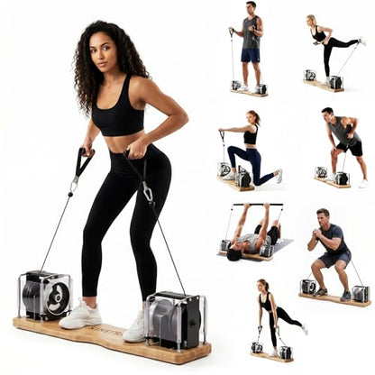 Portable Pilates Reformer Alternative – Adjustable Resistance Bar System for Full-Body Core, Legs & Glutes Training | Pilates Machine for Strength, Posture & Flexibility