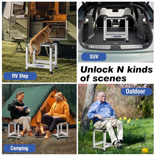 GanFindX RV Steps Stool Heavy Duty, Metal Step Platform for RV Entry, Non-Slip Surface and Anti-Skid Feet, 500 lbs Capacity, Stable Step for SUV, Camper and Home Use (18'')