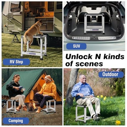 GanFindX RV Steps Stool Heavy Duty, Metal Step Platform for RV Entry, Non-Slip Surface and Anti-Skid Feet, 500 lbs Capacity, Stable Step for SUV, Camper and Home Use (18'')
