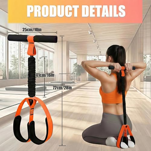 Pedal Resistance Band with Handle, Upgraded Exercise Equipment with Foot Pedal, 5PCS Elastic Workout Band for Physical Therapy, Strength Training, Sit Up Equipment for Home Workout