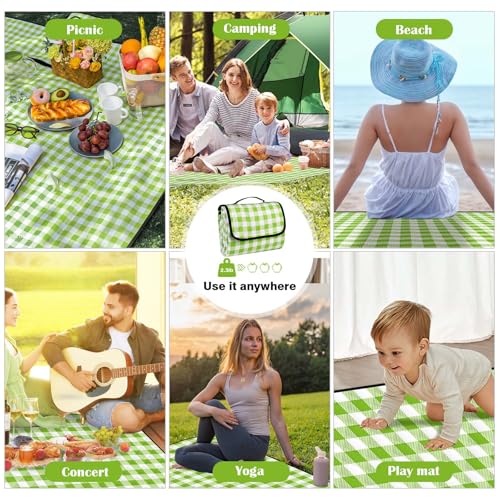 78.7''x78.7'' Extra Large Picnic Beach Blankets Waterproof Green - color: Green