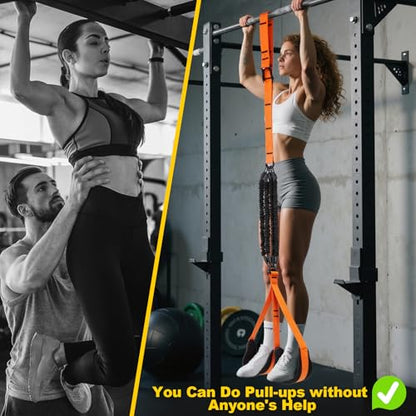 WELSPO Pull Up Assistance Bands, Adjustable Heavy Duty Resistance Band for Pull Up Bar, Pull Up Assist Bands with Feet Rest for Strength Training, Home Fitness Workout Equipment, Height Adjustable