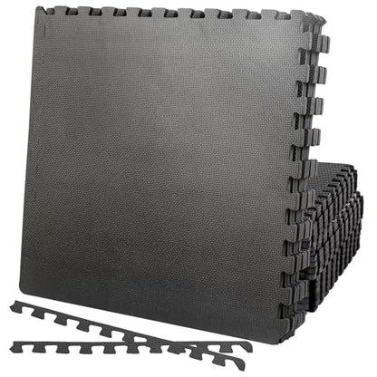 HomGarden Puzzle Exercise Mat 1/2’’ EVA Interlocking Foam Floor Mats for Exercise Equipment Home Gym Workout Mat(6 Tiles) Black