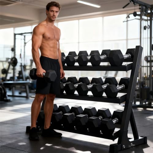 Rubber Hex Dumbbell Set with Rack - Multiple Free Weight for Home Gym, 350/450/550lbs Exercise Equipment for Strength, Multiple Options Dumbbells with Storage for Home Gym Exercise Fitness Equipment - style: 350lbs