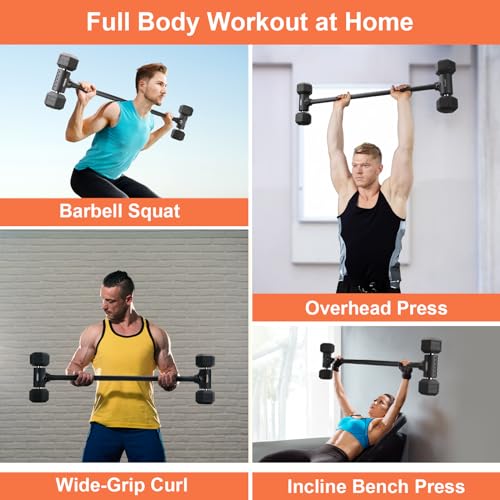 Dumbbell to Barbell Converter, Transform Dumbbells to Barbell Bar, Dumbbell Barbell Converter for Home Gym, Adjustable to 200 lb Capacity