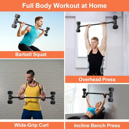 Dumbbell to Barbell Converter, Transform Dumbbells to Barbell Bar, Dumbbell Barbell Converter for Home Gym, Adjustable to 200 lb Capacity