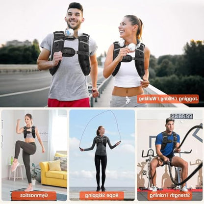 Weighted Vest 12lb with Reflective Stripe and Double Adjustable Buckle Straps Fitness Weight Vest for Workout Strength Training Running Weight Loss for Men Women
