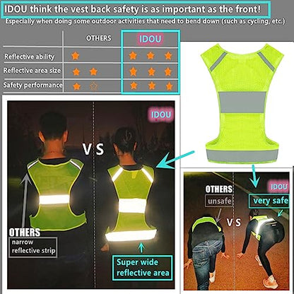 Reflective Running Safety Vest, Hi Vis Biking Walking Gear Men Women - color: Neon Yellow, size: Large