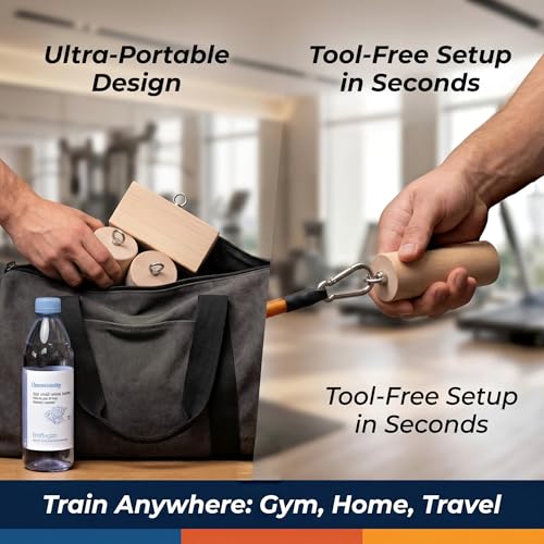 3 Pcs Wooden Grip Strength Trainer Set, Ergonomic Pinch Block Grip Workout Kit, Premium Natural Wood Hand Finger Forearm Strengthener with Stainless Steel Carabiners for Climbing, Weightlifting, Fitness, Home Gym & Rehab Training