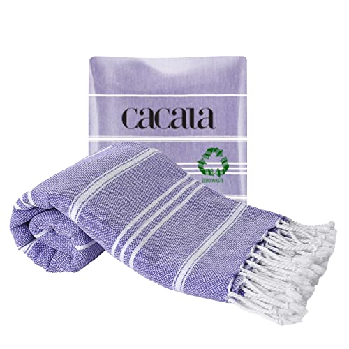 Cacala 100% Turkish Cotton Kitchen Tea Towels, Highly Absorbent Luxury Soft Quick Drying Dish Towel with Hanging Loop for Gym, Yoga, Bath, Sports, Cleaning and Kitchen (23 x 36), Dark Purple