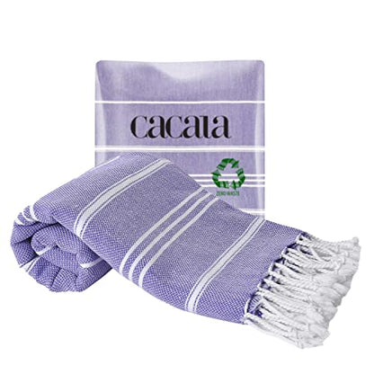 Cacala 100% Turkish Cotton Kitchen Tea Towels, Highly Absorbent Luxury Soft Quick Drying Dish Towel with Hanging Loop for Gym, Yoga, Bath, Sports, Cleaning and Kitchen (23 x 36), Dark Purple