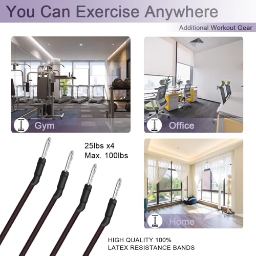 Pedal Resistance Band, 4-Tube Elastic Pull Rope, Sit-up Equipment, Yoga Strap Bodybuilding Expander, Exercise Bands, Fitness Equipment for Abdomen, Waist, Arm, Leg Stretching Slimming Training - color: Black